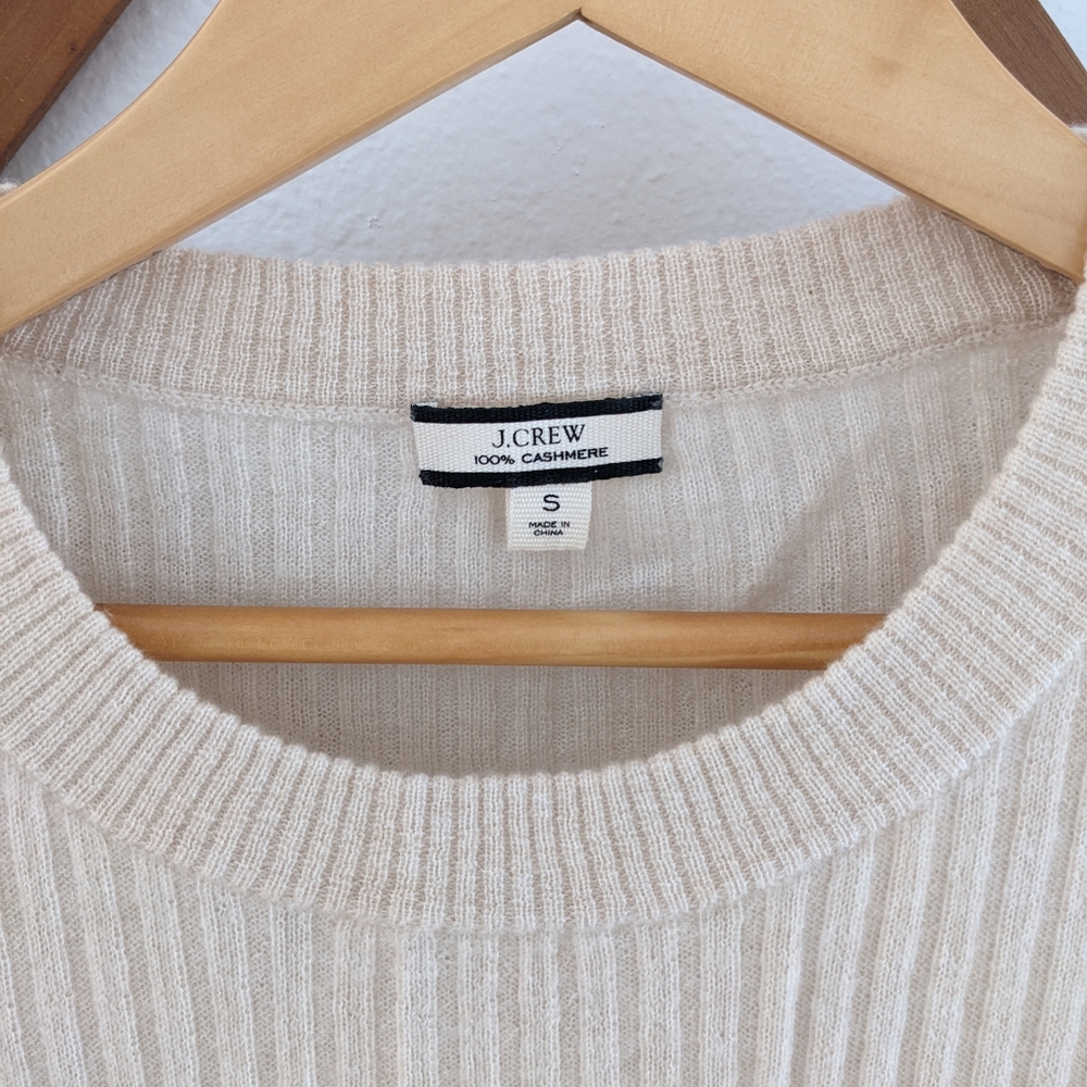 J. Crew Cream Ribbed Sweater - Picture 3 of 3